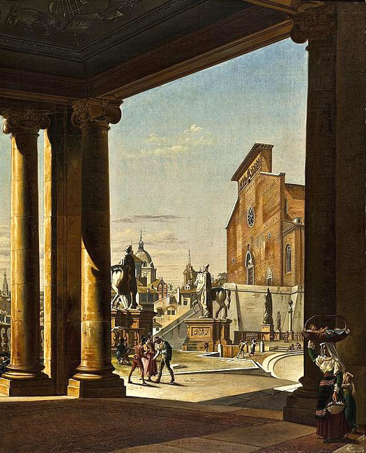 Ditlev Martens,Place du Capitole de la colonnade du Palazzo dei Conservatori ( ?, avant 1864, date indéterminée)